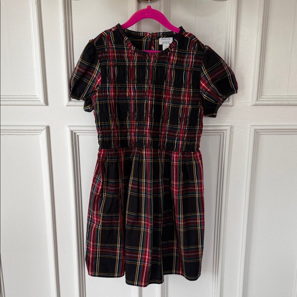 Crewcuts Girls Size 10 Black and Red Plaid Short Sleeve Dress